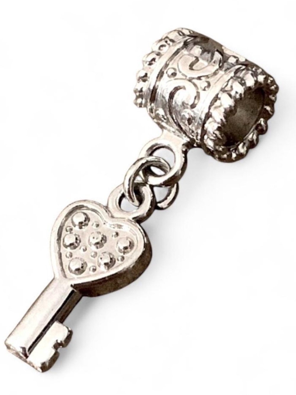 Gemporia Silver Heart Key Dangle Charm